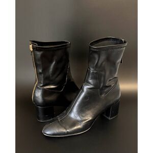 ZARA WOMEN'S BLACK LEATHER BOOTS US Sz 9.5